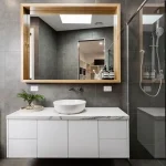 Bathroom vanity between two walls