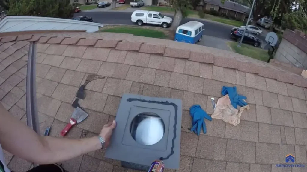 Install Roof Flashing and Vent Cap