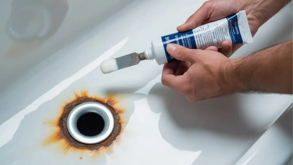 Bathtub Rust Hole Repair