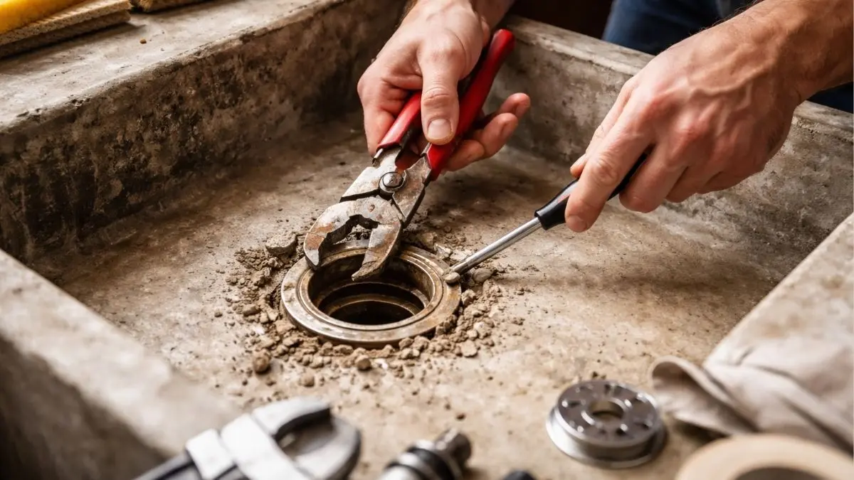 Concrete Laundry Sink Drain Repair