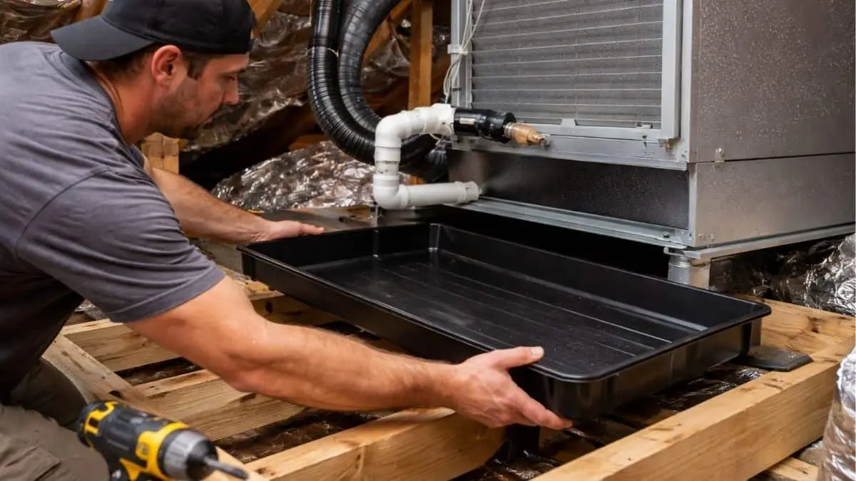 Attic Air Conditioner Drip Pan Installation