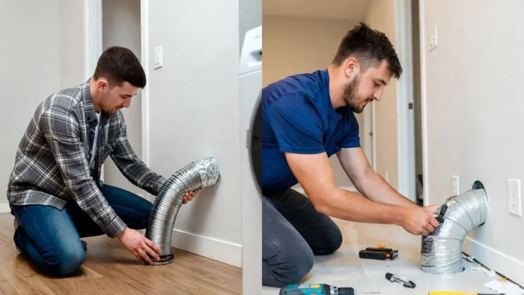 Installing the dryer floor vent pipe
