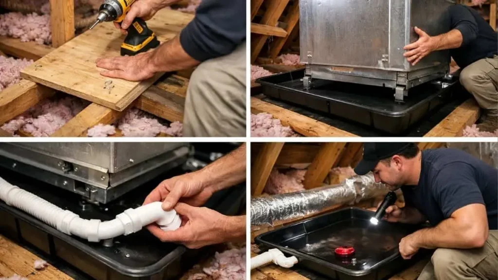 Attic Air Conditioner Drip Pan Step-by-step Installation Process
