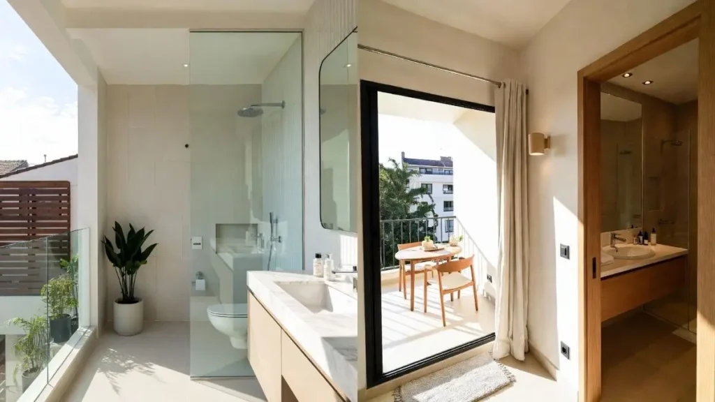 Preparing space for balcony bathroom