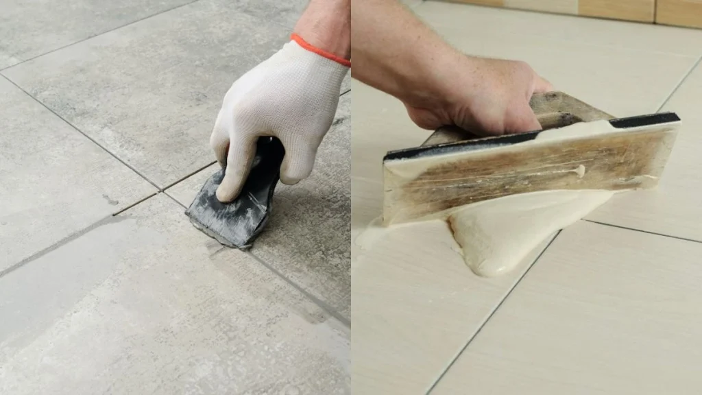 Grouting around the kitchen sink