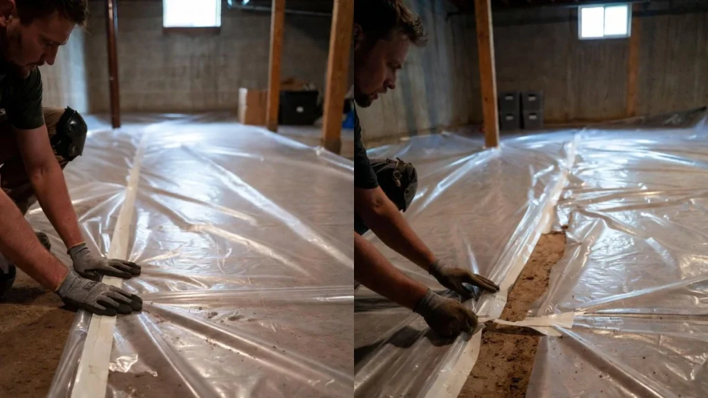 How to install a vapor barrier on a dirt floor in a basement