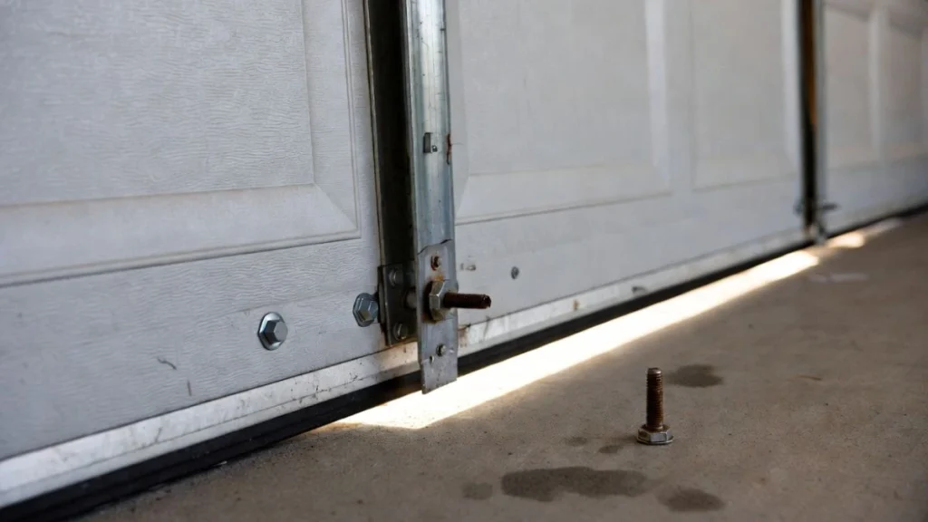 Signs of garage door bolt damage
