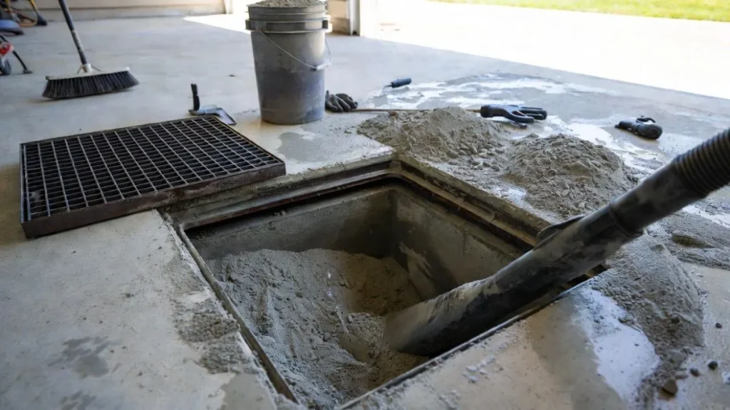 Step-by-Step Garage Drain Sand Cleaning Process
