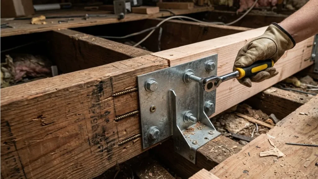 Securing floor joist repair