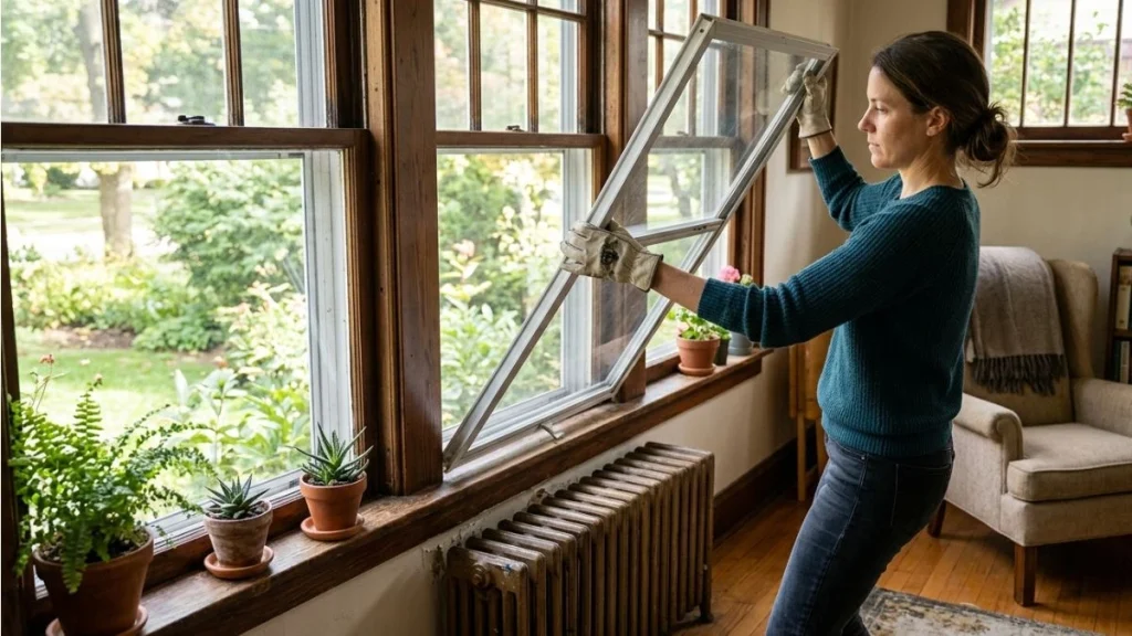 Storm window removal step