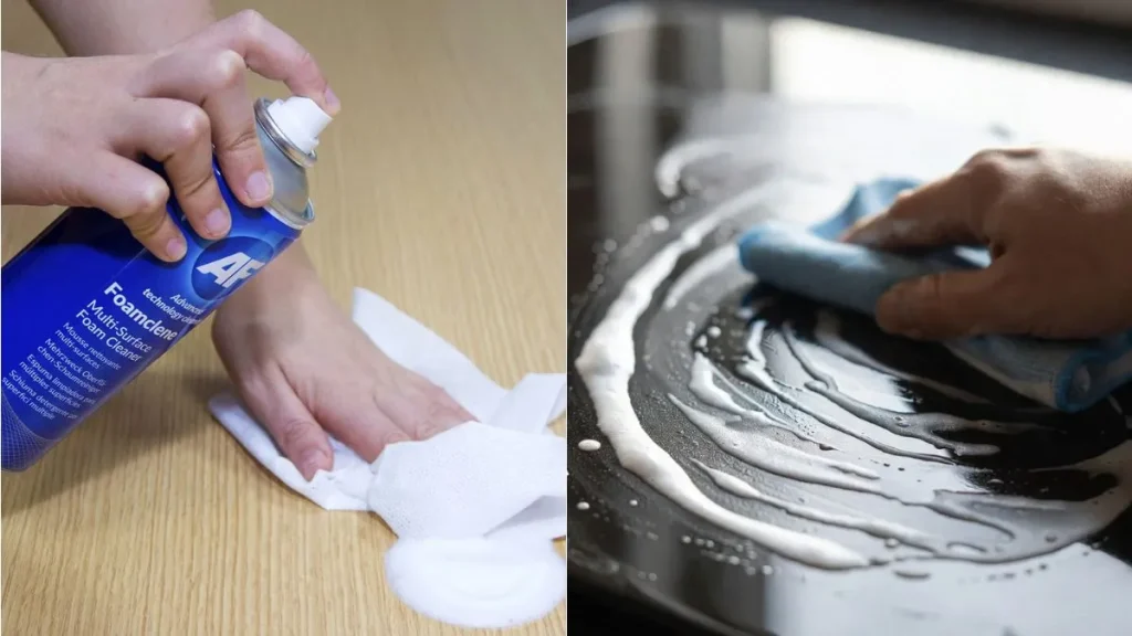 clean foam residue from plastic surface