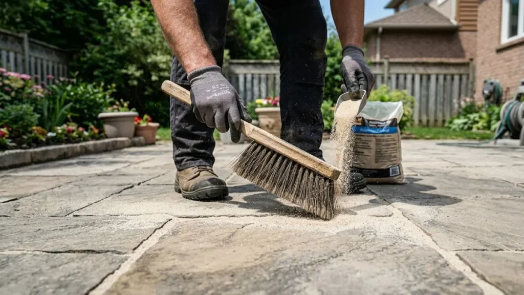 Applying new polymeric sand pavers

