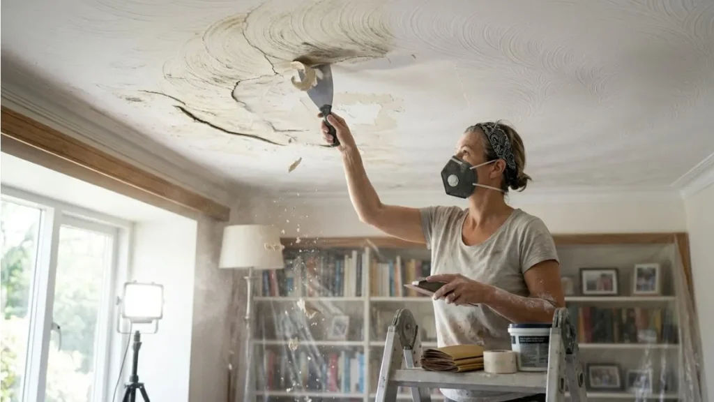 Ceiling surface preparation before repair