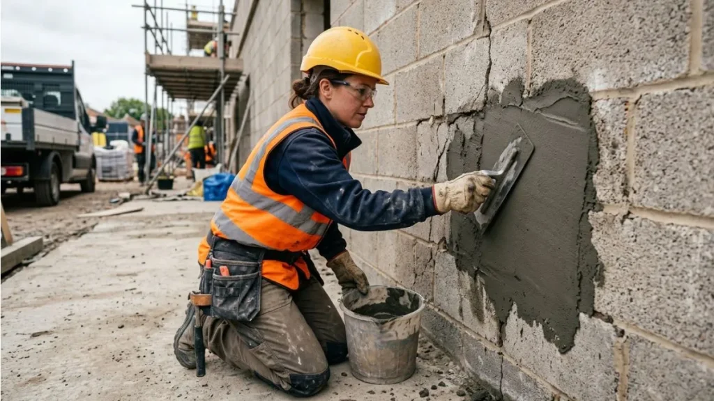 Curing and finishing block foundation repair