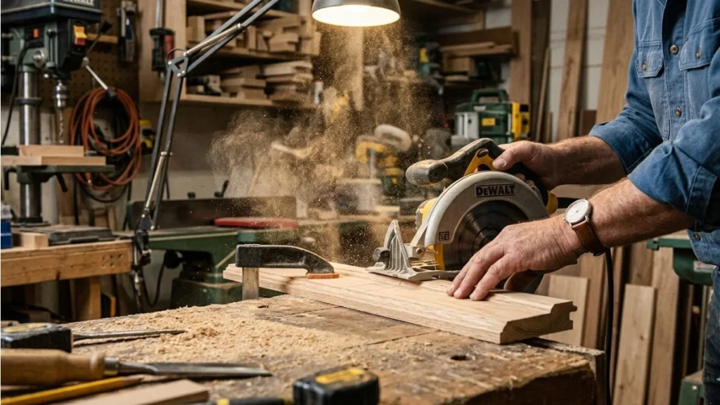 Cutting cabinet trim for refrigerator fit