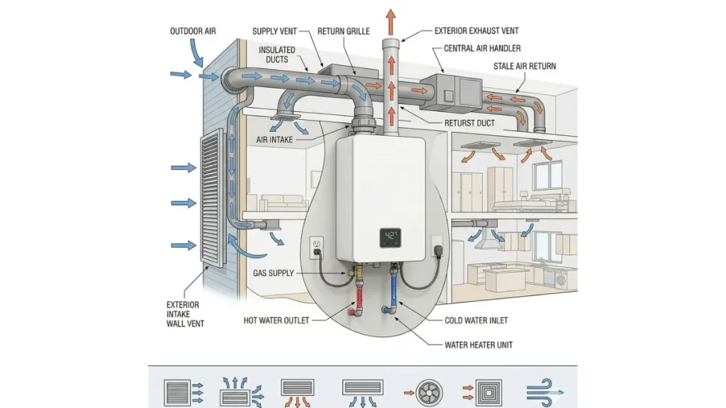 Home air intake ventilation layout