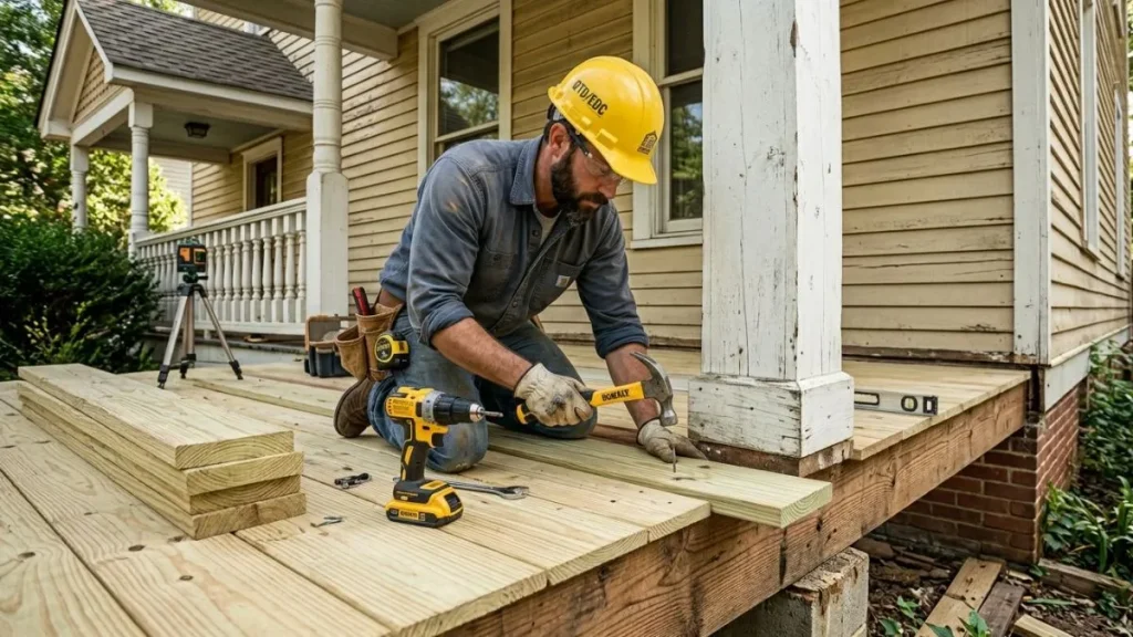 Installing new porch flooring