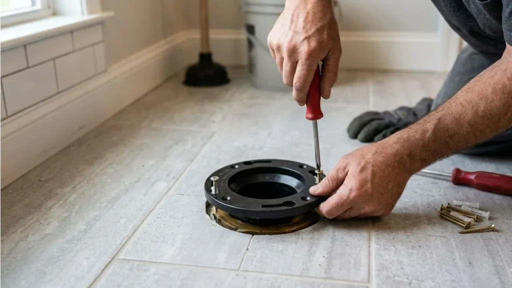 Installing toilet flange above floor