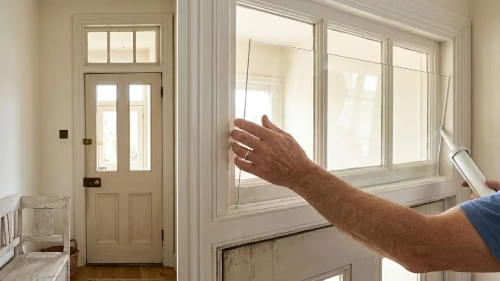 Installing transom window glass