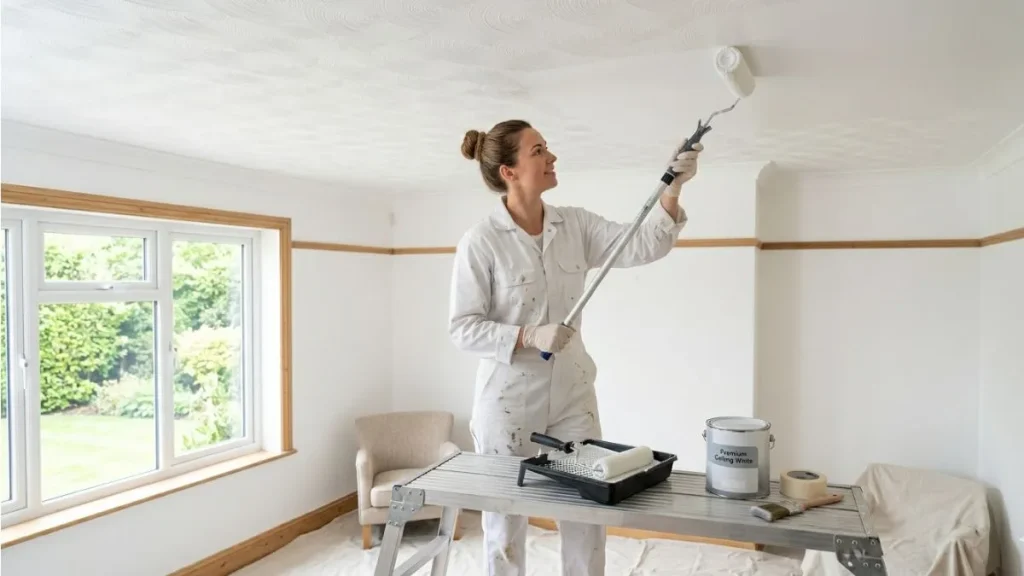 Painting textured ceiling finishing touch