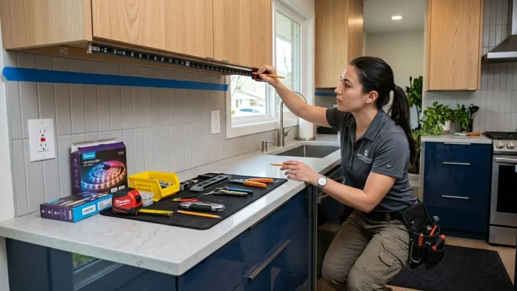 Preparing under cabinet lighting layout