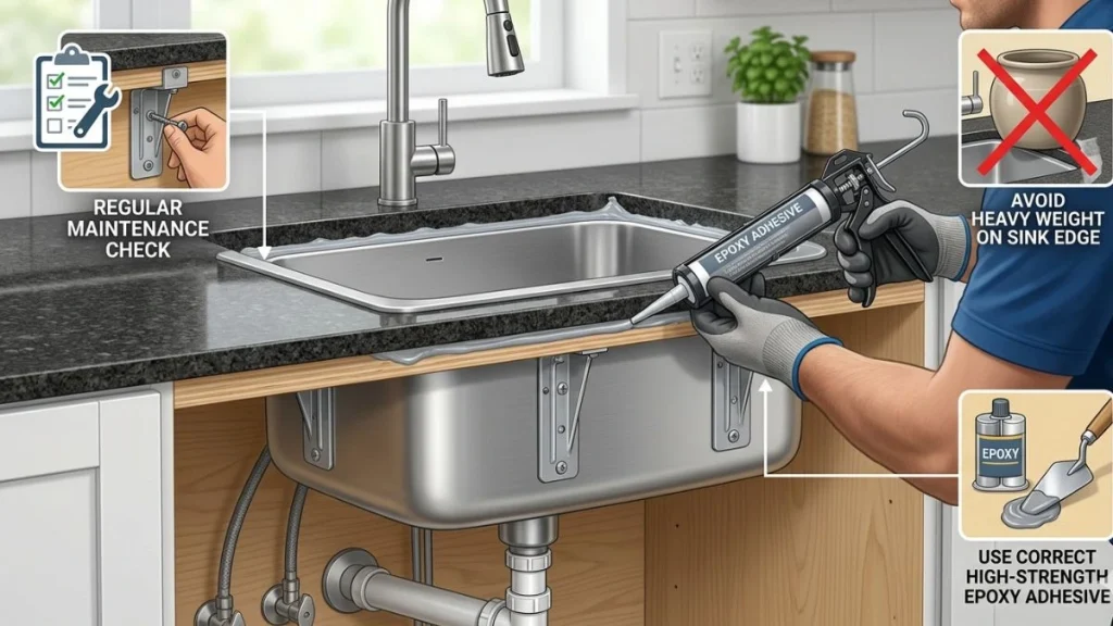 Prevent sink looseness granite support