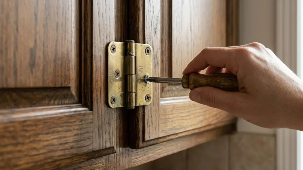 Removing cabinet doors hinges