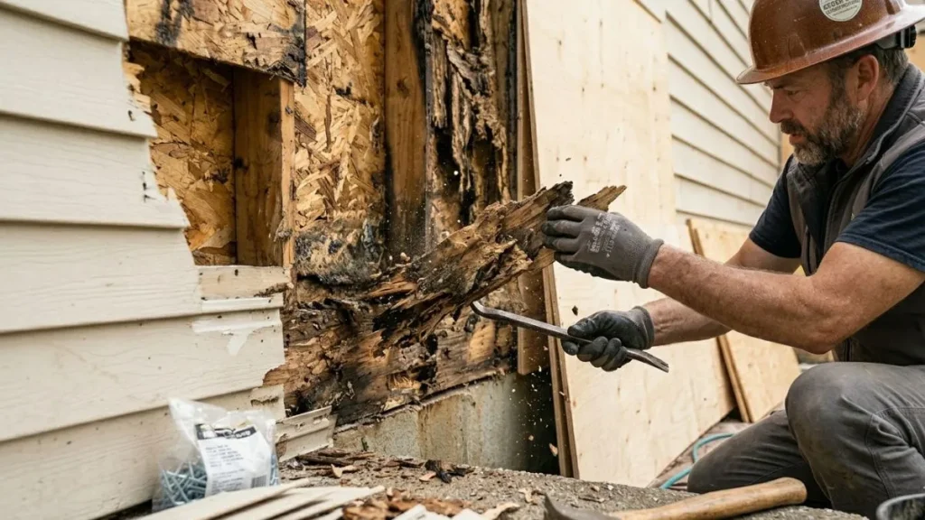 Removing rotted sheathing