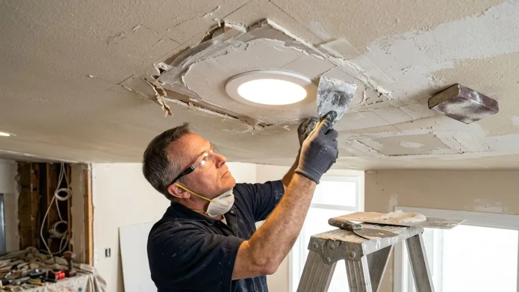 Repair Drywall around Light Fixture