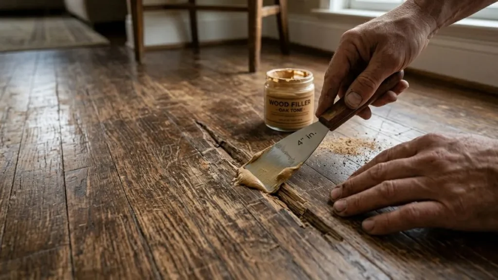Repair deep gouges hardwood floor
