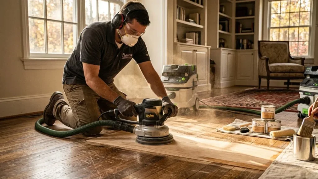 Sanding and refinishing wood floor