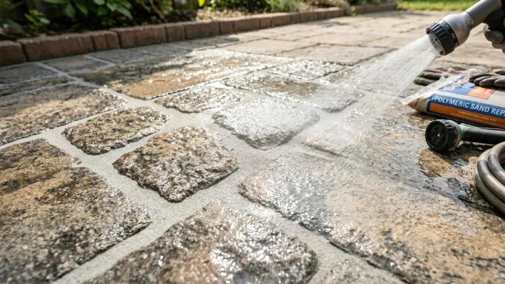 Sealing and curing paver sand
