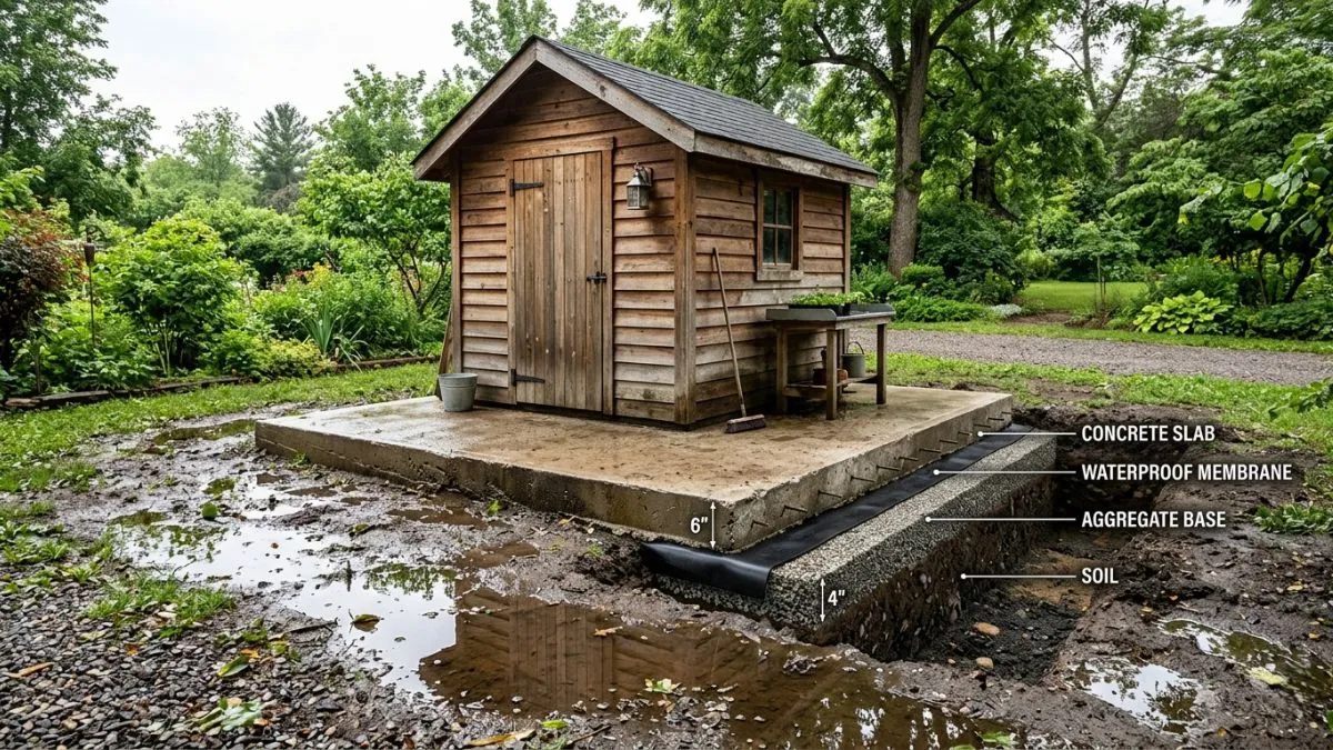Shed on Concrete Slab Waterproofing
