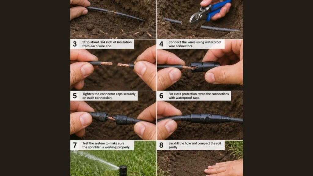 Sprinkler wire repair step by step