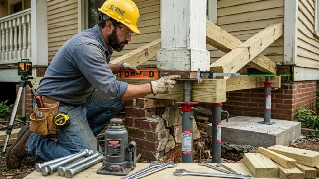 Supporting porch column safely