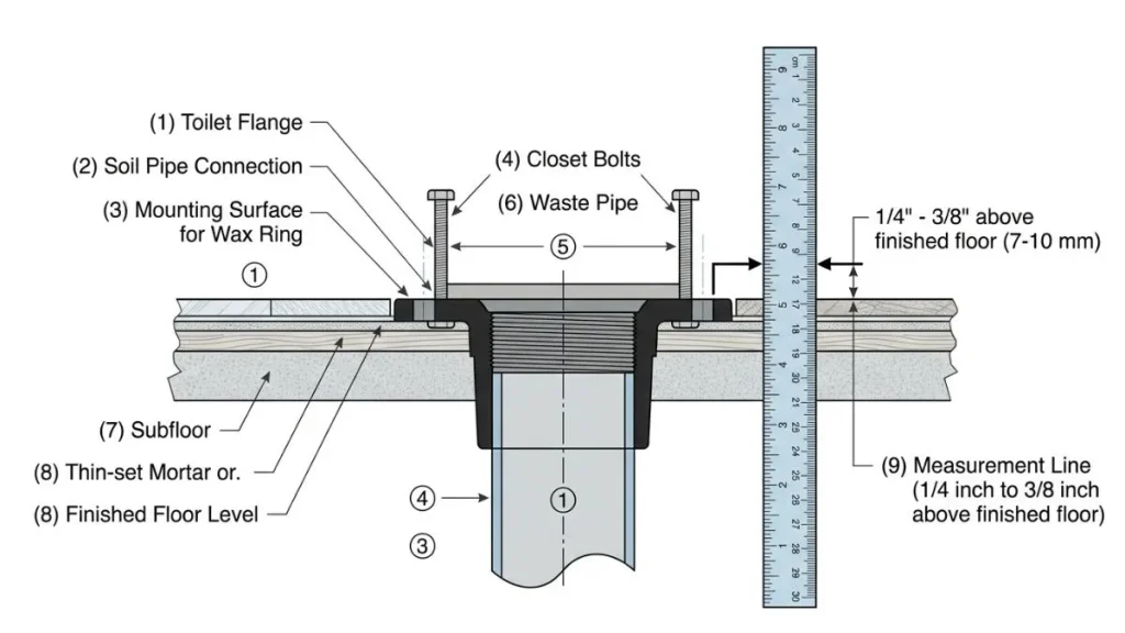 Toilet flange height code requirements