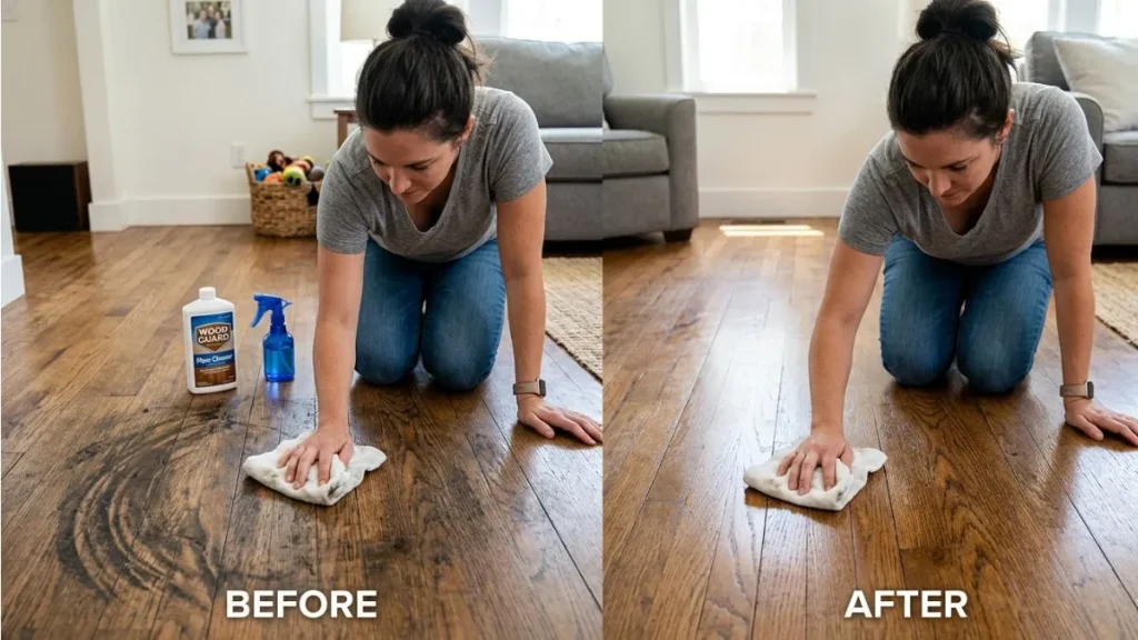 removing wheel marks from wood floor