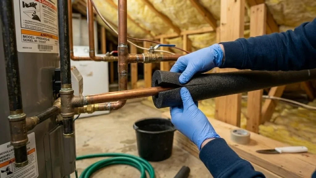 Insulate exposed hot water pipes