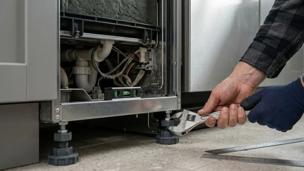 adjusting dishwasher position