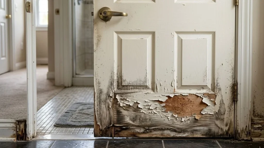 common causes of water damaged interior doors