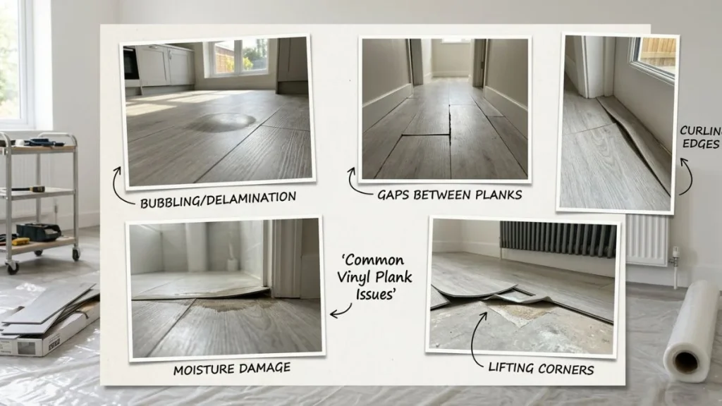 common glue down vinyl floor problems