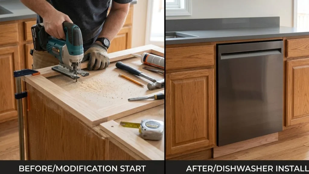 custom cabinet modification dishwasher