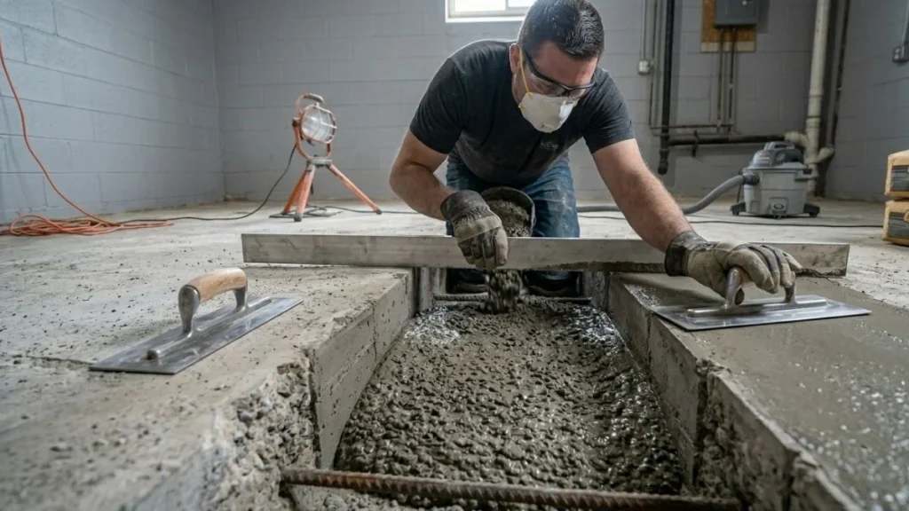 filling-and-leveling-concrete-slab-trench