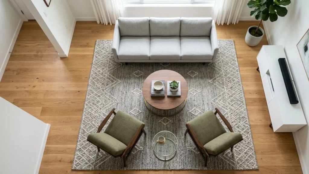 floating furniture arrangement layout