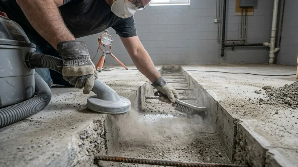 preparing-concrete-slab-trench-before-filling