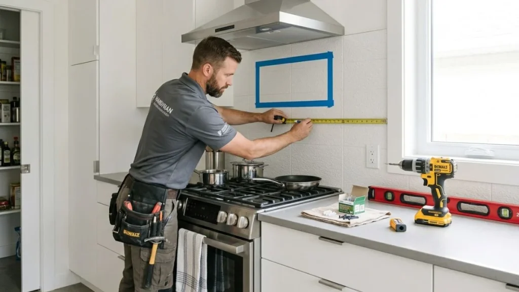 preparing microwave installation area measuring wall