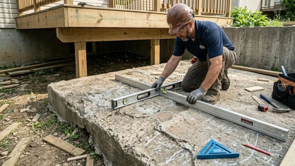 assessing-uneven-concrete-for-stair-stringers