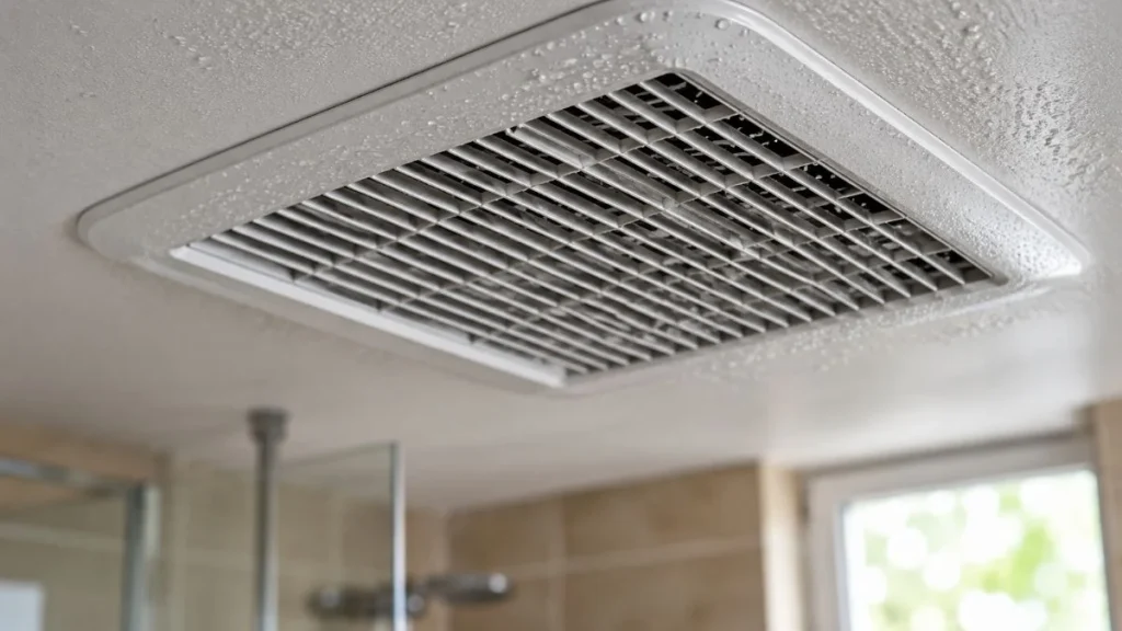 bathroom ac vent condensation close up