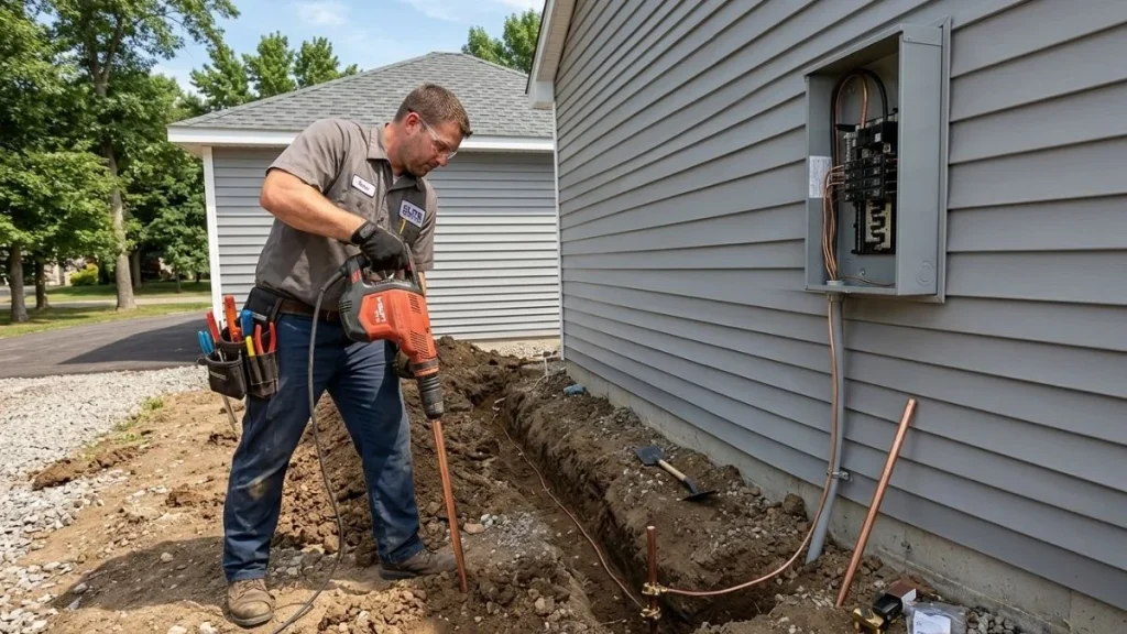 ground-rod-installation-for-detached-garage