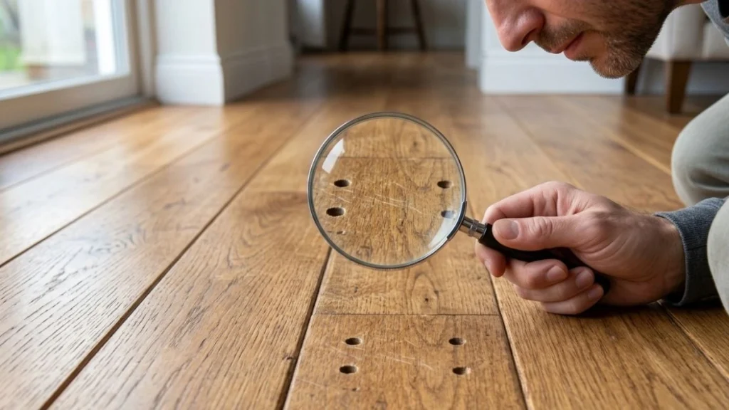 hardwood floor small hole inspection